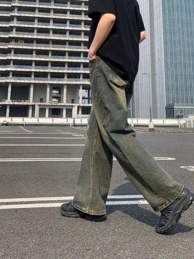 Zhou Rustic Faded Straight Leg Jeans-korean-fashion-Jeans-Zhou's Closet-OH Garments