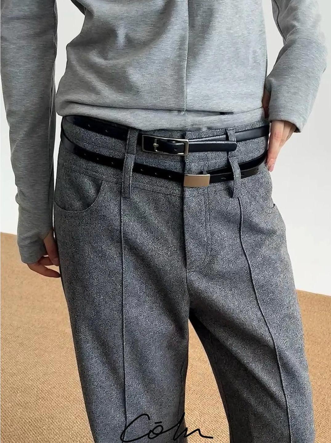 Zhou Seam Lines Double-Waist Pants-korean-fashion-Pants-Zhou's Closet-OH Garments