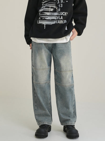 Zhou Seam Lines Faded Jeans-korean-fashion-Jeans-Zhou's Closet-OH Garments