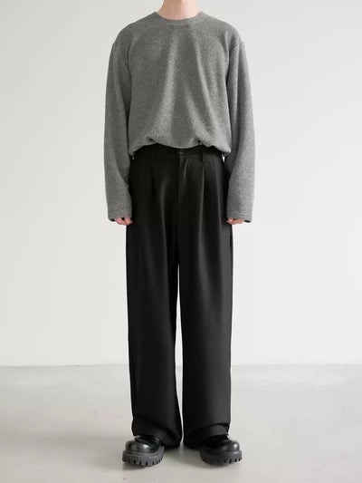 Zhou Semi-Elastic Waist Casual Trousers-korean-fashion-Trousers-Zhou's Closet-OH Garments