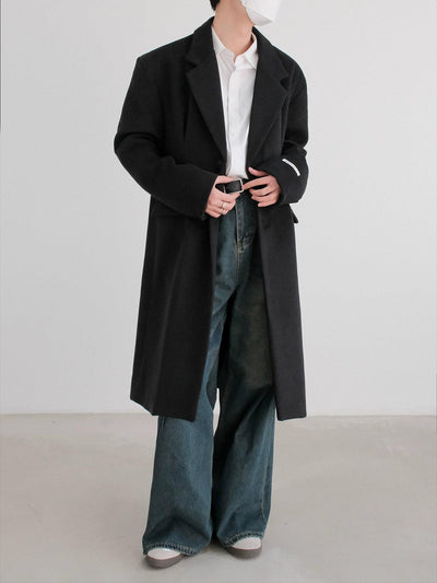 Zhou Shoulder Pad Collared Overcoat-korean-fashion-Long Coat-Zhou's Closet-OH Garments