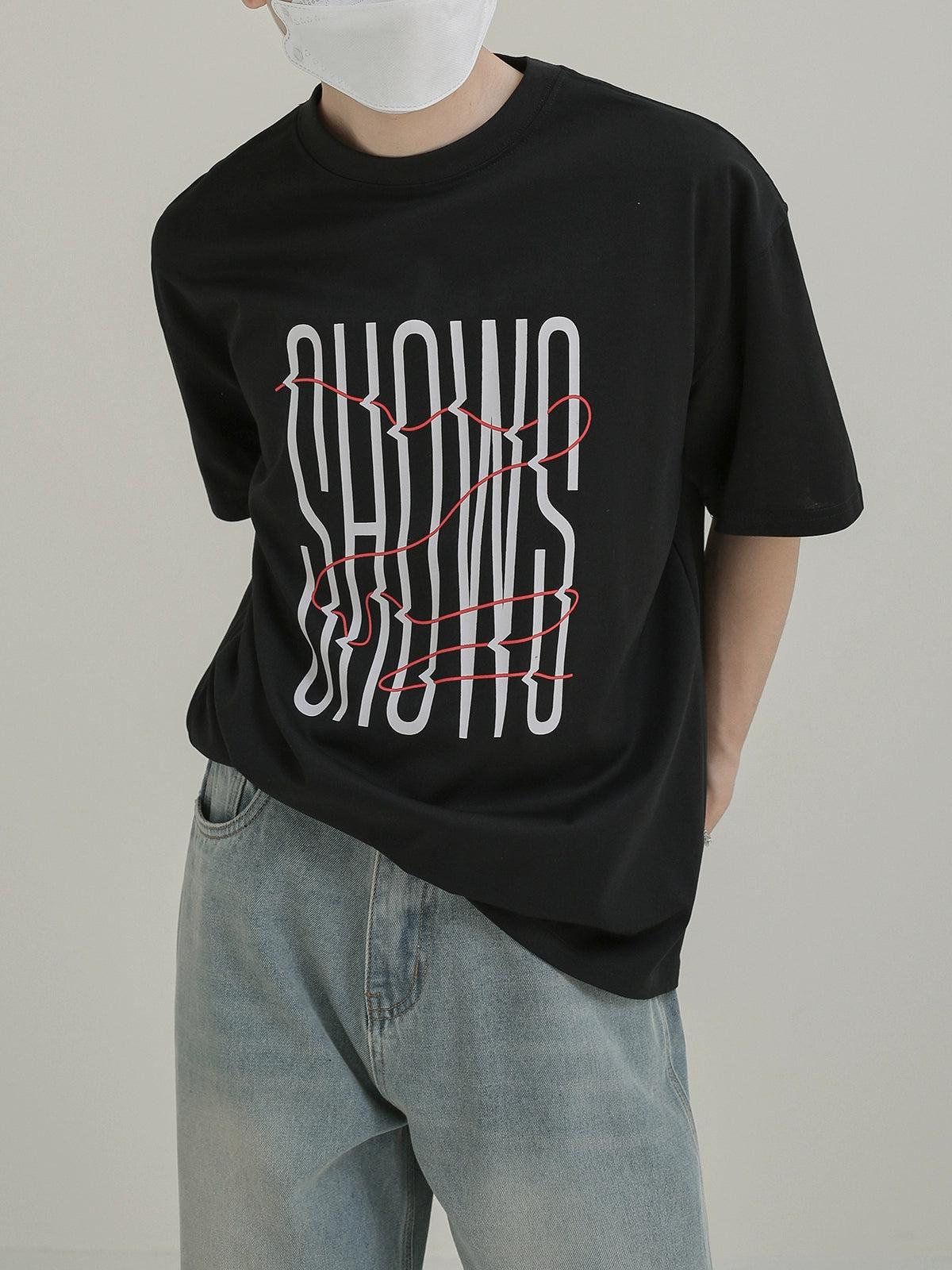 Zhou Shows Text Distorted T-Shirt-korean-fashion-T-Shirt-Zhou's Closet-OH Garments