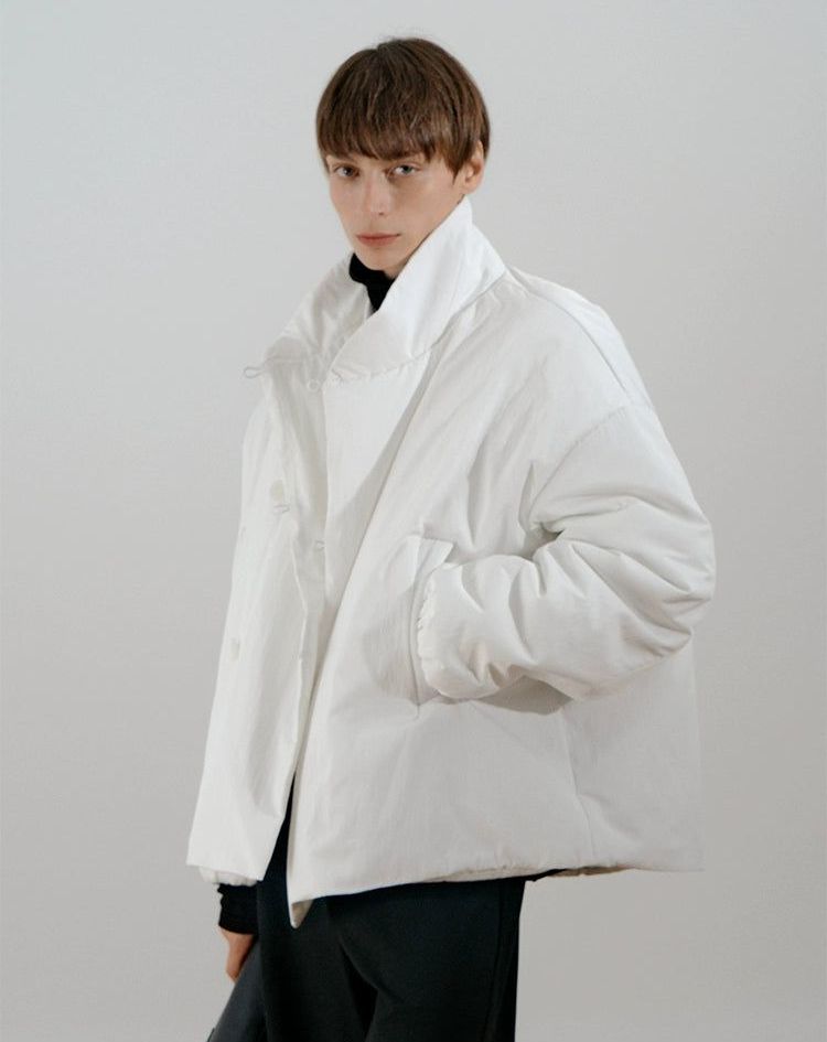 Zhou Side Pockets Butttoned Puffer Jacket-korean-fashion-Jacket-Zhou's Closet-OH Garments