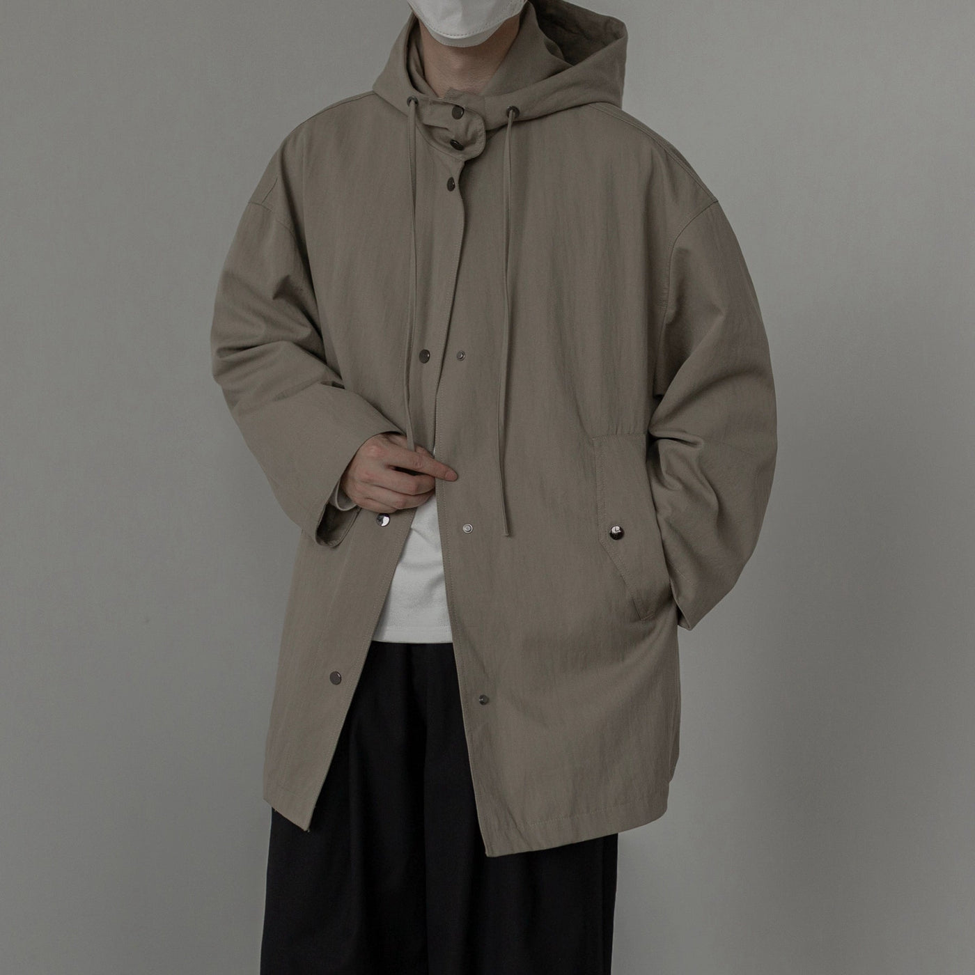 Zhou Side Pockets Hooded Overcoat-korean-fashion-Long Coat-Zhou's Closet-OH Garments