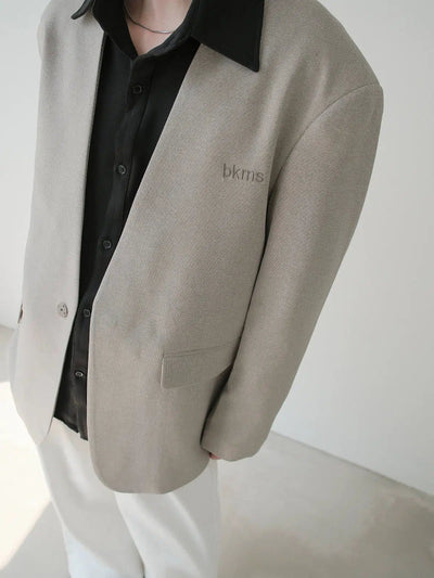 Zhou Side Pockets No Lapel Blazer-korean-fashion-Blazer-Zhou's Closet-OH Garments