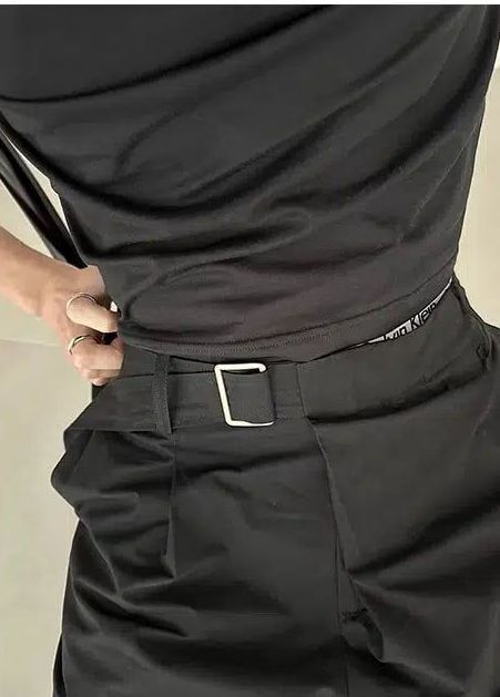 Zhou Slant Placket Belt Strap Trousers-korean-fashion-Trousers-Zhou's Closet-OH Garments