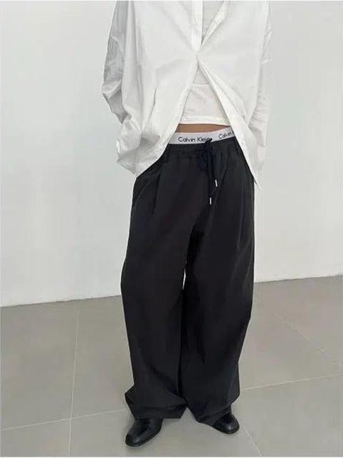 Zhou Slant Pocket Drawstring Pants-korean-fashion-Pants-Zhou's Closet-OH Garments