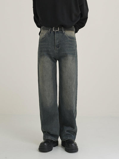 Zhou Slant Pockets Straight Cut Jeans-korean-fashion-Jeans-Zhou's Closet-OH Garments