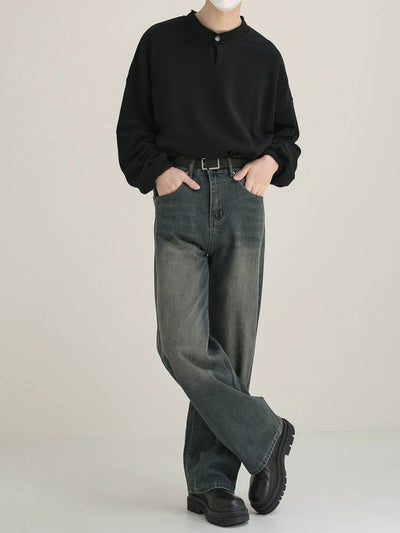 Zhou Slant Pockets Straight Cut Jeans-korean-fashion-Jeans-Zhou's Closet-OH Garments