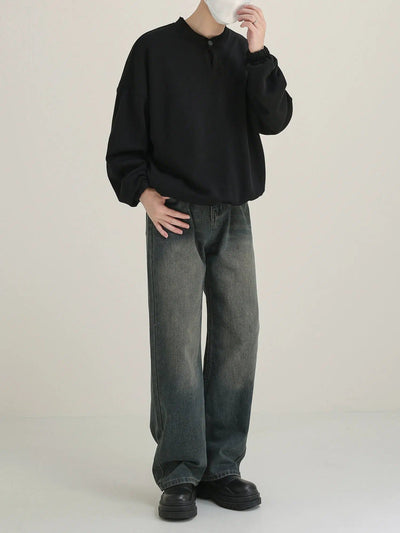 Zhou Slant Pockets Straight Cut Jeans-korean-fashion-Jeans-Zhou's Closet-OH Garments