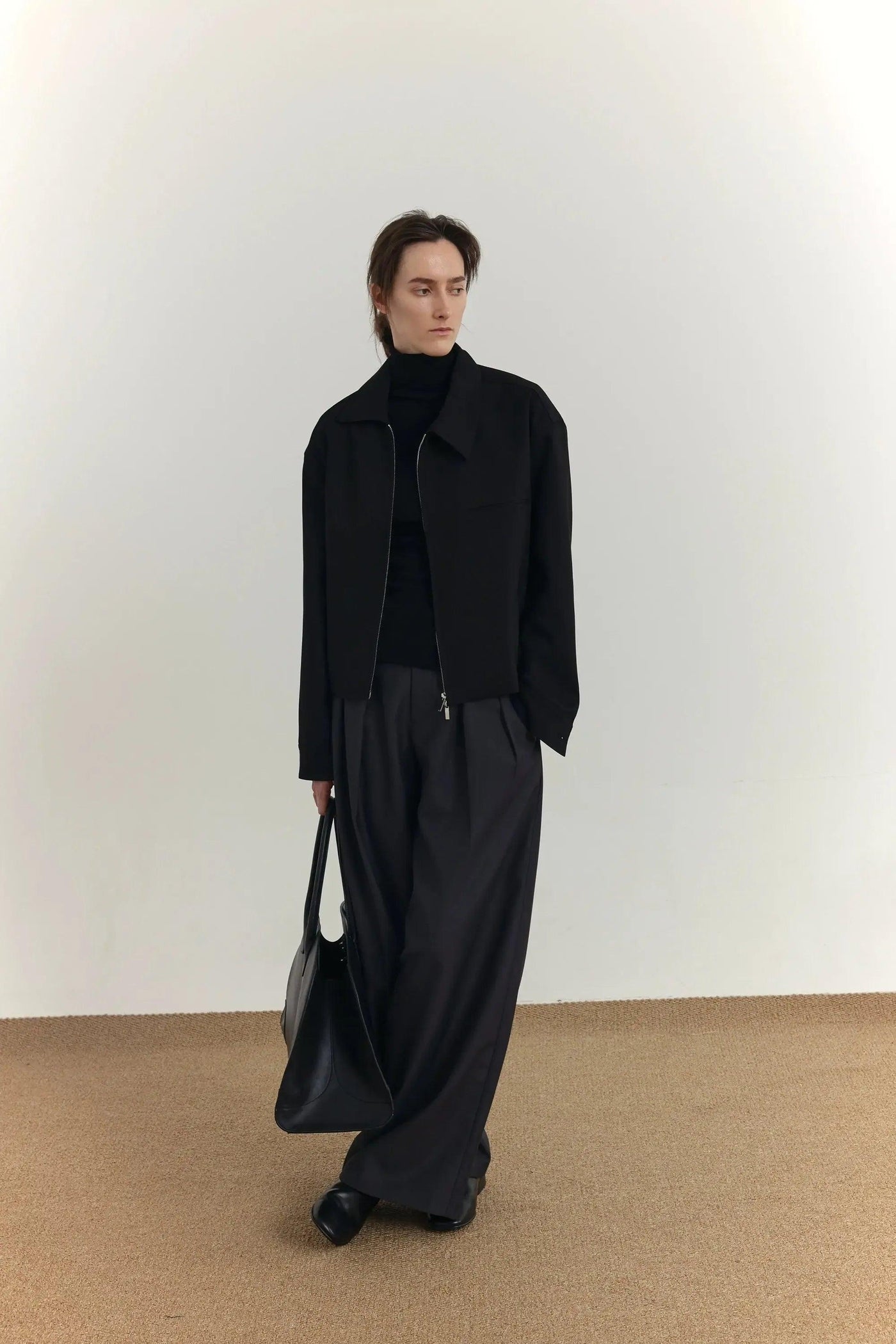 Zhou Sleek Dual-End Zip Boxy Jacket-korean-fashion-Jacket-Zhou's Closet-OH Garments