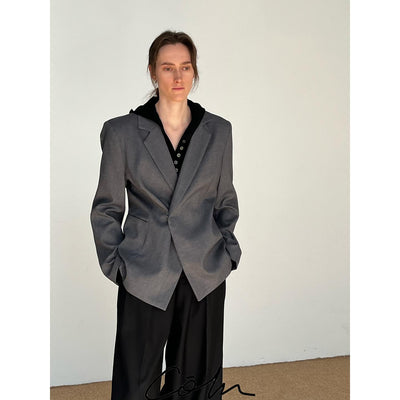 Zhou Sleek Structured Lapel Blazer-korean-fashion-Blazer-Zhou's Closet-OH Garments