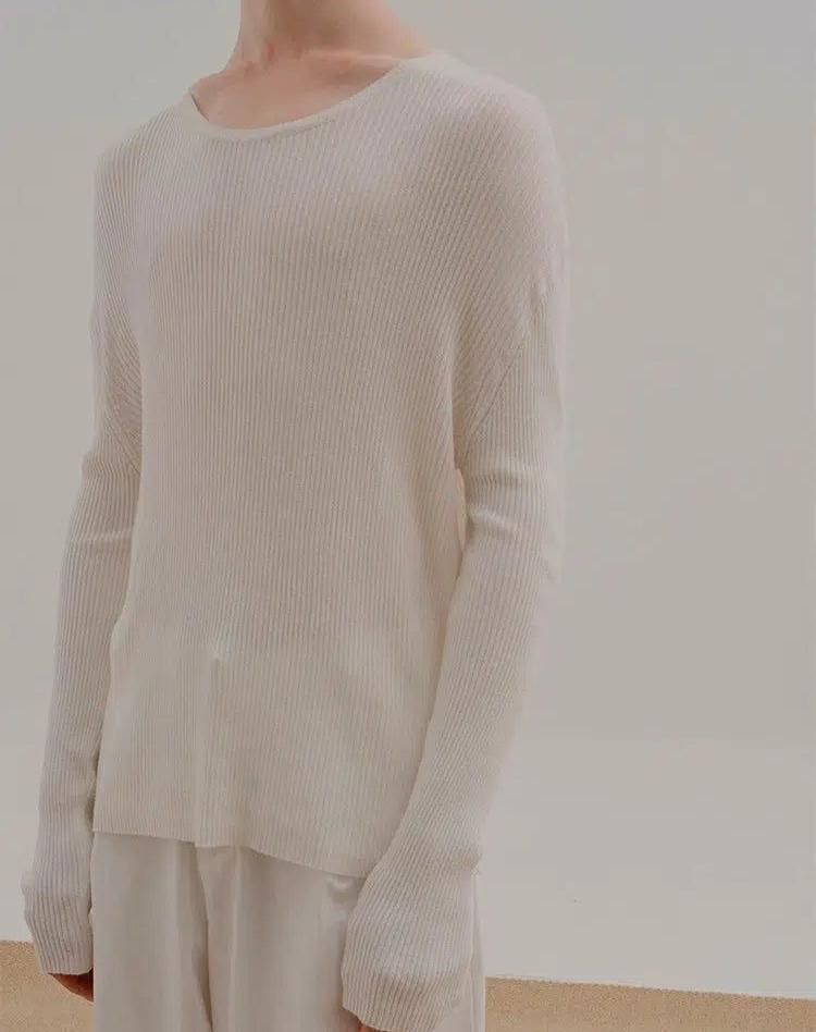 Zhou Slim Fit Ribbed Knit Sweater-korean-fashion-Sweater-Zhou's Closet-OH Garments