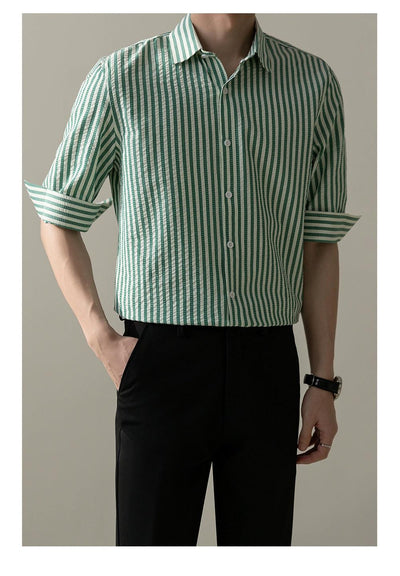 Zhou Smart Fit Stripes Shirt-korean-fashion-Shirt-Zhou's Closet-OH Garments