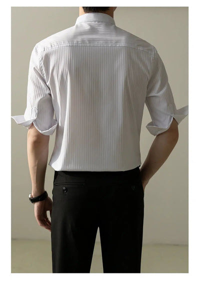 Zhou Smart Office Textured Shirt-korean-fashion-Shirt-Zhou's Closet-OH Garments