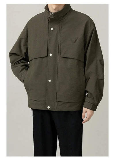 Zhou Snap Buttoned and Zipped Jacket-korean-fashion-Jacket-Zhou's Closet-OH Garments