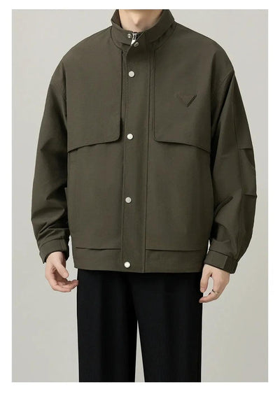 Zhou Snap Buttoned and Zipped Jacket-korean-fashion-Jacket-Zhou's Closet-OH Garments