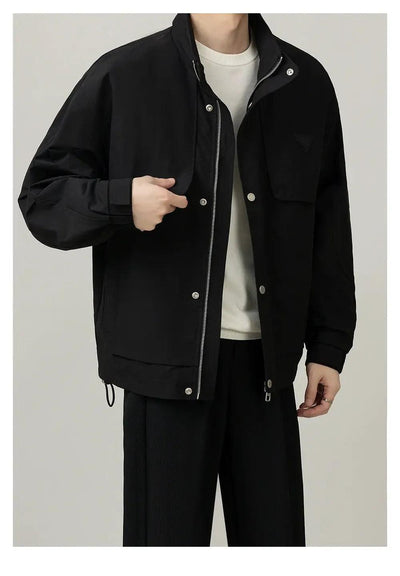 Zhou Snap Buttoned and Zipped Jacket-korean-fashion-Jacket-Zhou's Closet-OH Garments