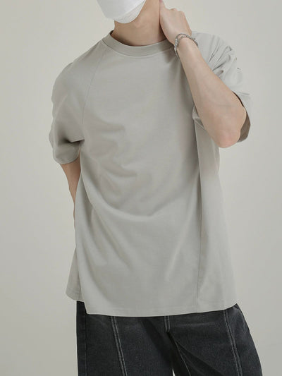 Zhou Solid Asymmetric Seam T-Shirt-korean-fashion-T-Shirt-Zhou's Closet-OH Garments