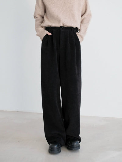 Zhou Solid Color Corduroy Pants-korean-fashion-Pants-Zhou's Closet-OH Garments