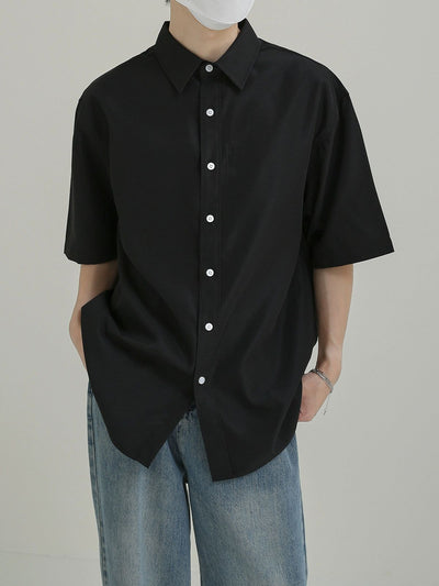 Zhou Solid Color Thin Breathable Short Sleeve Shirt-korean-fashion-Shirt-Zhou's Closet-OH Garments