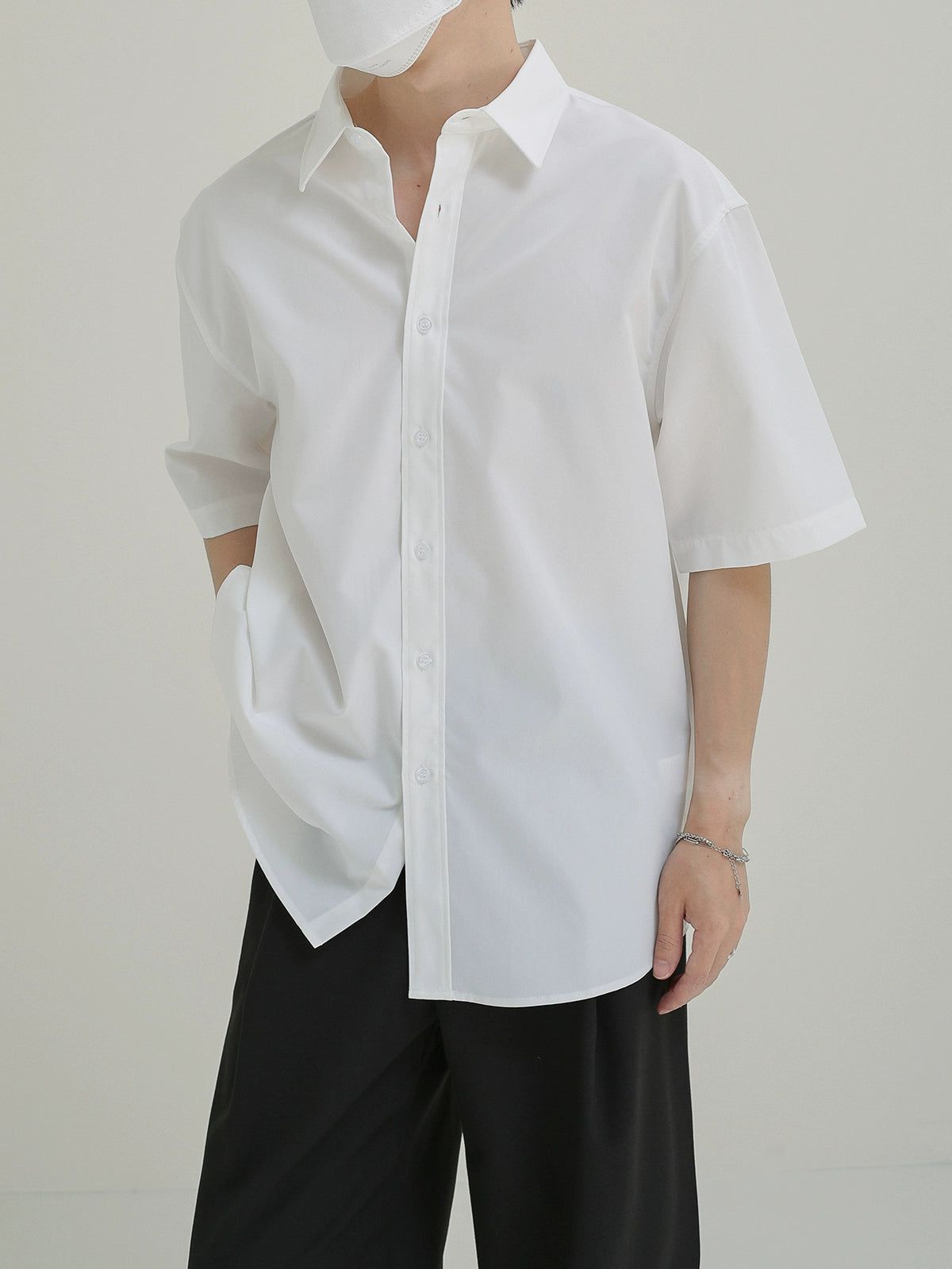 Zhou Solid Color Thin Breathable Short Sleeve Shirt-korean-fashion-Shirt-Zhou's Closet-OH Garments