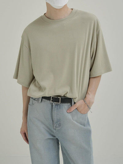 Zhou Solid Fine Ribbed T-Shirt-korean-fashion-T-Shirt-Zhou's Closet-OH Garments