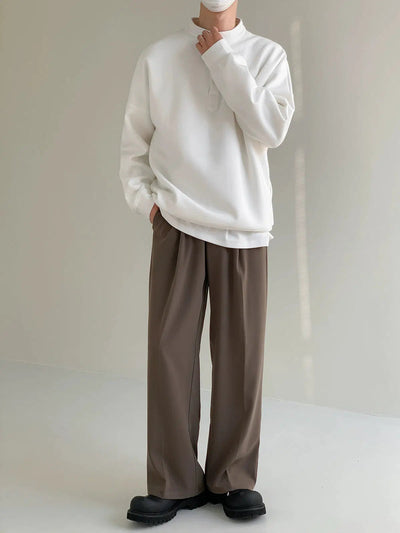 Zhou Solid Henry Collar Long Sleeve T-Shirt-korean-fashion-T-Shirt-Zhou's Closet-OH Garments