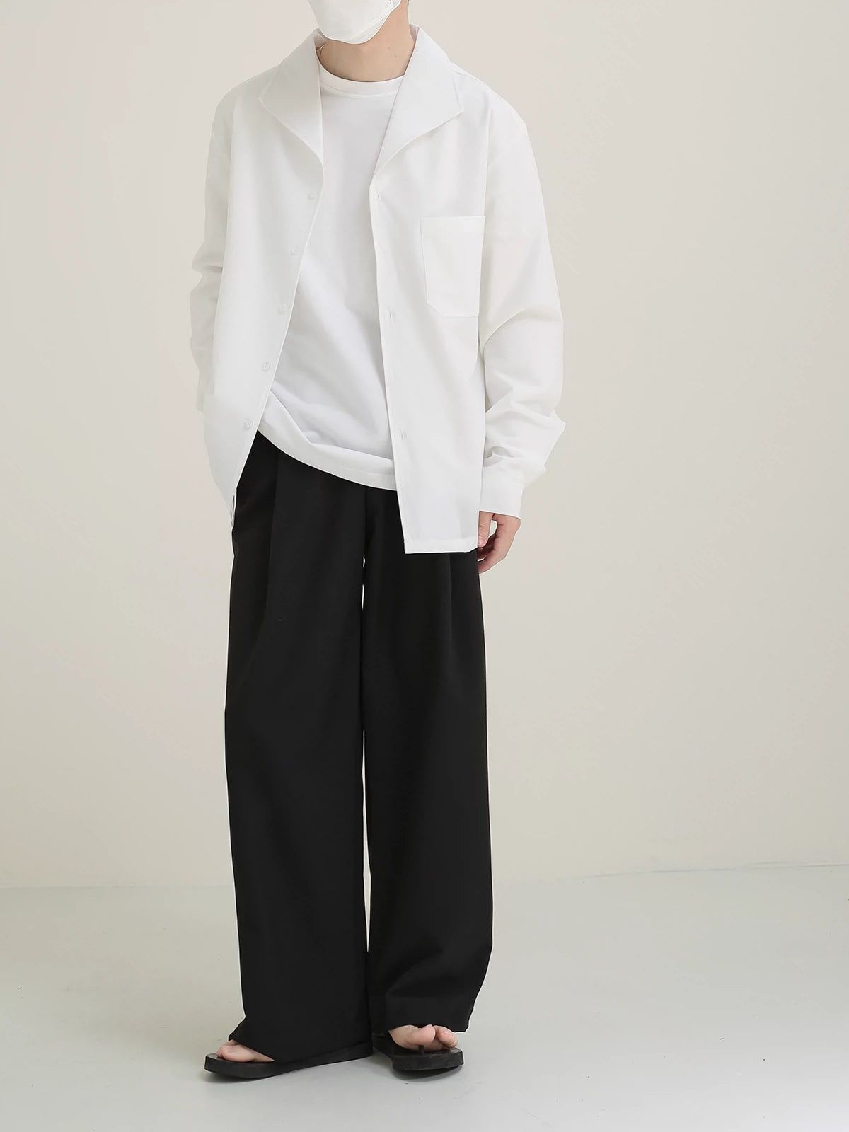 Zhou Solid Large Collar Shirt-korean-fashion-Shirt-Zhou's Closet-OH Garments