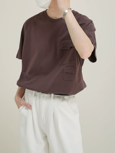 Zhou Solid Mini Pockets T-Shirt-korean-fashion-T-Shirt-Zhou's Closet-OH Garments
