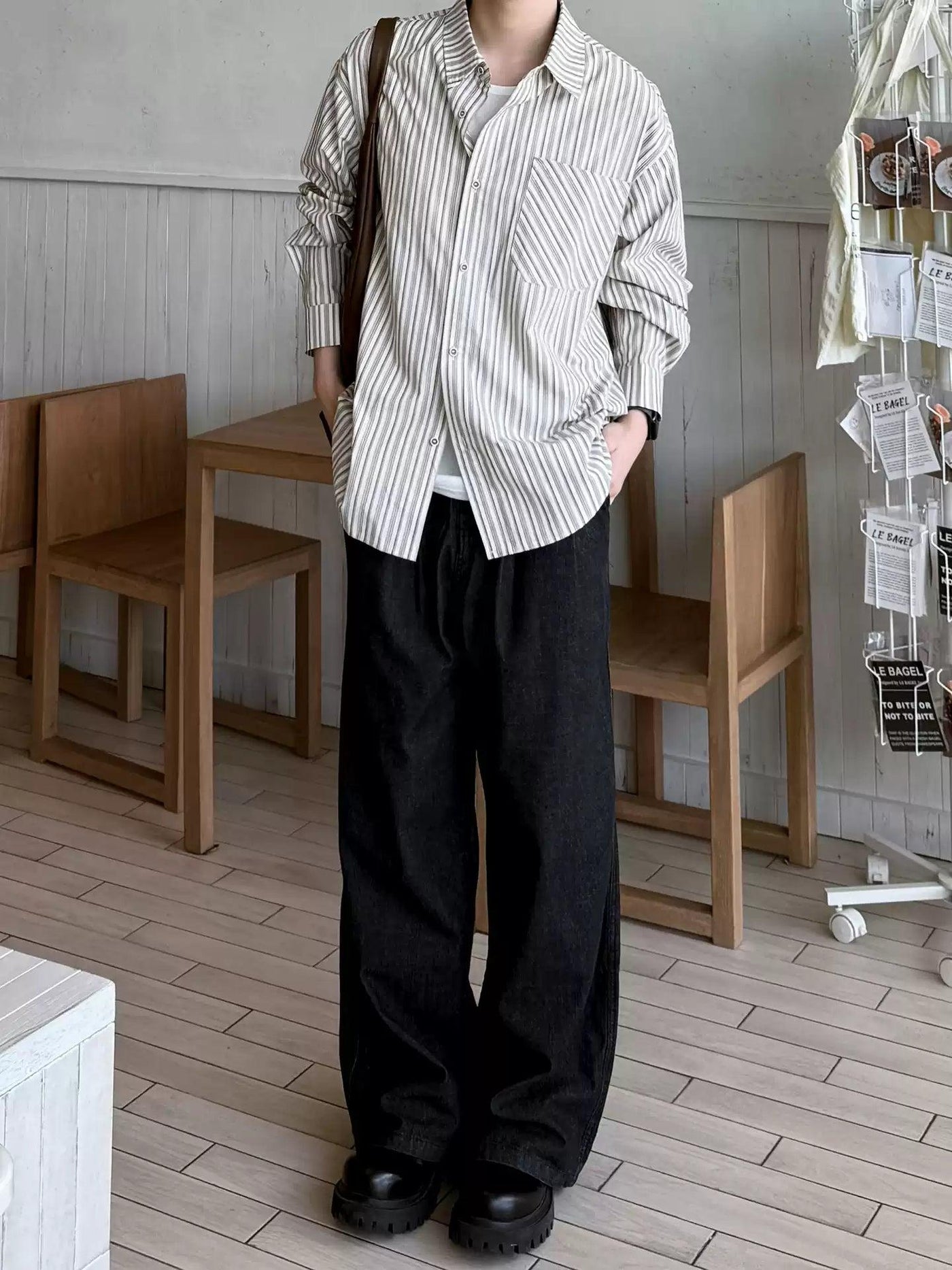 Zhou Solid Pleated Straight Jeans-korean-fashion-Jeans-Zhou's Closet-OH Garments