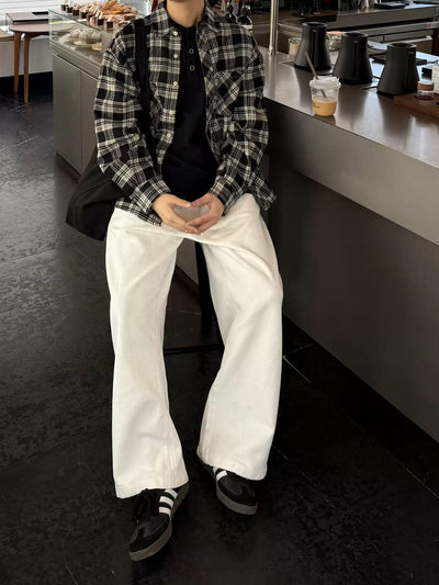 Zhou Solid Pleated Straight Jeans-korean-fashion-Jeans-Zhou's Closet-OH Garments