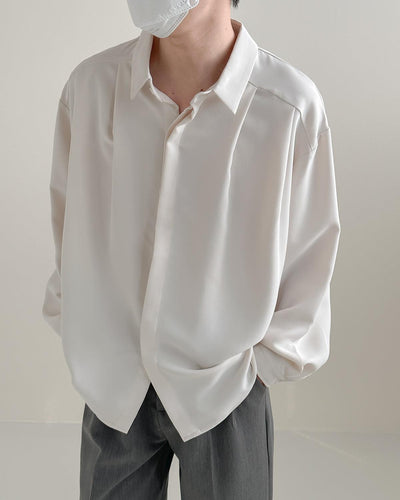 Zhou Solid Smart Office Long Sleeve Shirt-korean-fashion-Shirt-Zhou's Closet-OH Garments