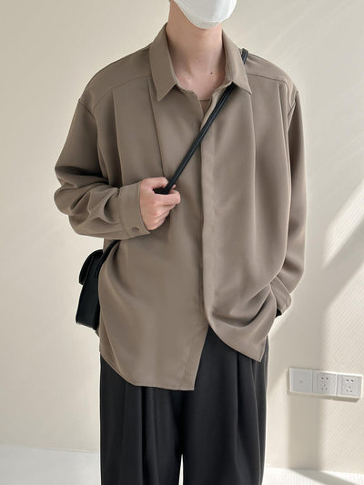 Zhou Solid Smart Office Long Sleeve Shirt-korean-fashion-Shirt-Zhou's Closet-OH Garments