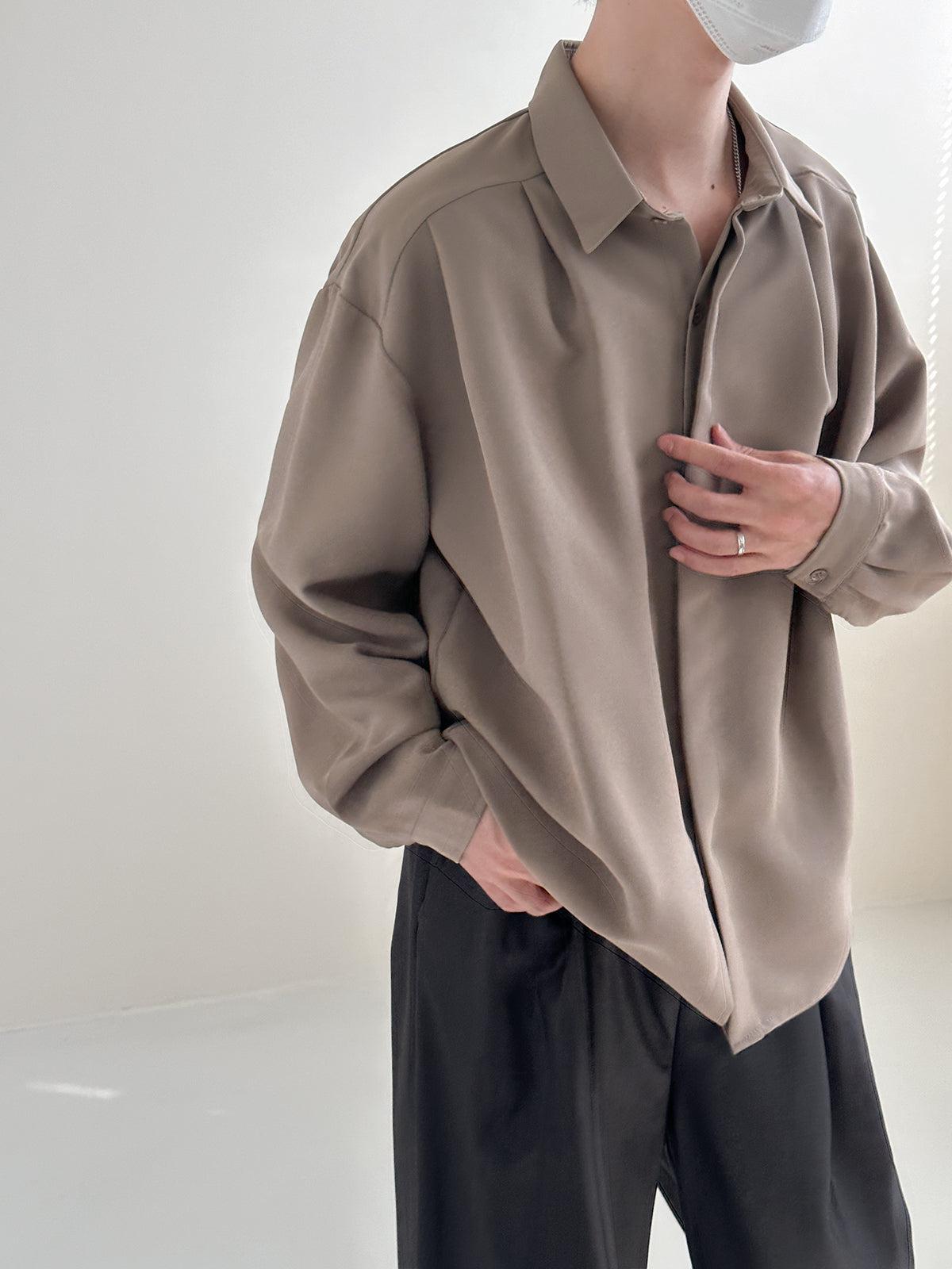 Zhou Solid Smart Office Long Sleeve Shirt-korean-fashion-Shirt-Zhou's Closet-OH Garments