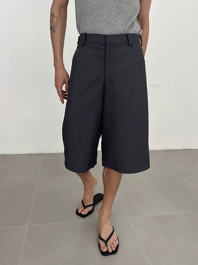 Zhou Solid Straight Suit Shorts-korean-fashion-Shorts-Zhou's Closet-OH Garments