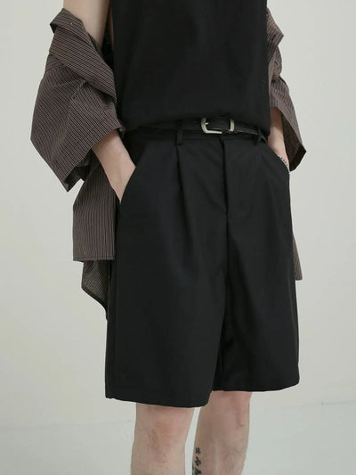 Zhou Solid Thin Suit Shorts-korean-fashion-Shorts-Zhou's Closet-OH Garments