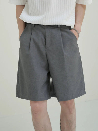 Zhou Solid Thin Suit Shorts-korean-fashion-Shorts-Zhou's Closet-OH Garments