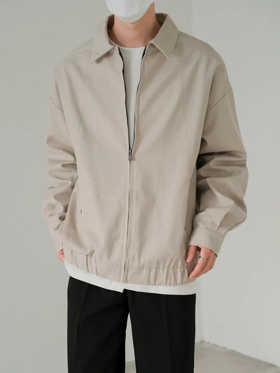 Zhou Solid Zip-Front Jacket-korean-fashion-Jacket-Zhou's Closet-OH Garments