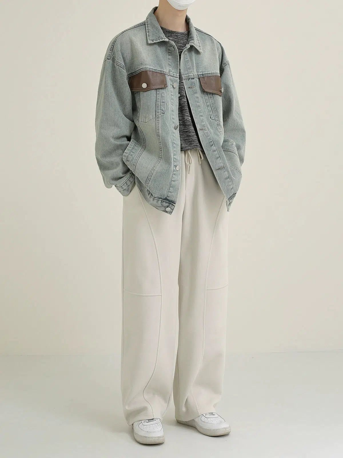 Zhou Spliced Pocket Denim Jacket-korean-fashion-Jacket-Zhou's Closet-OH Garments