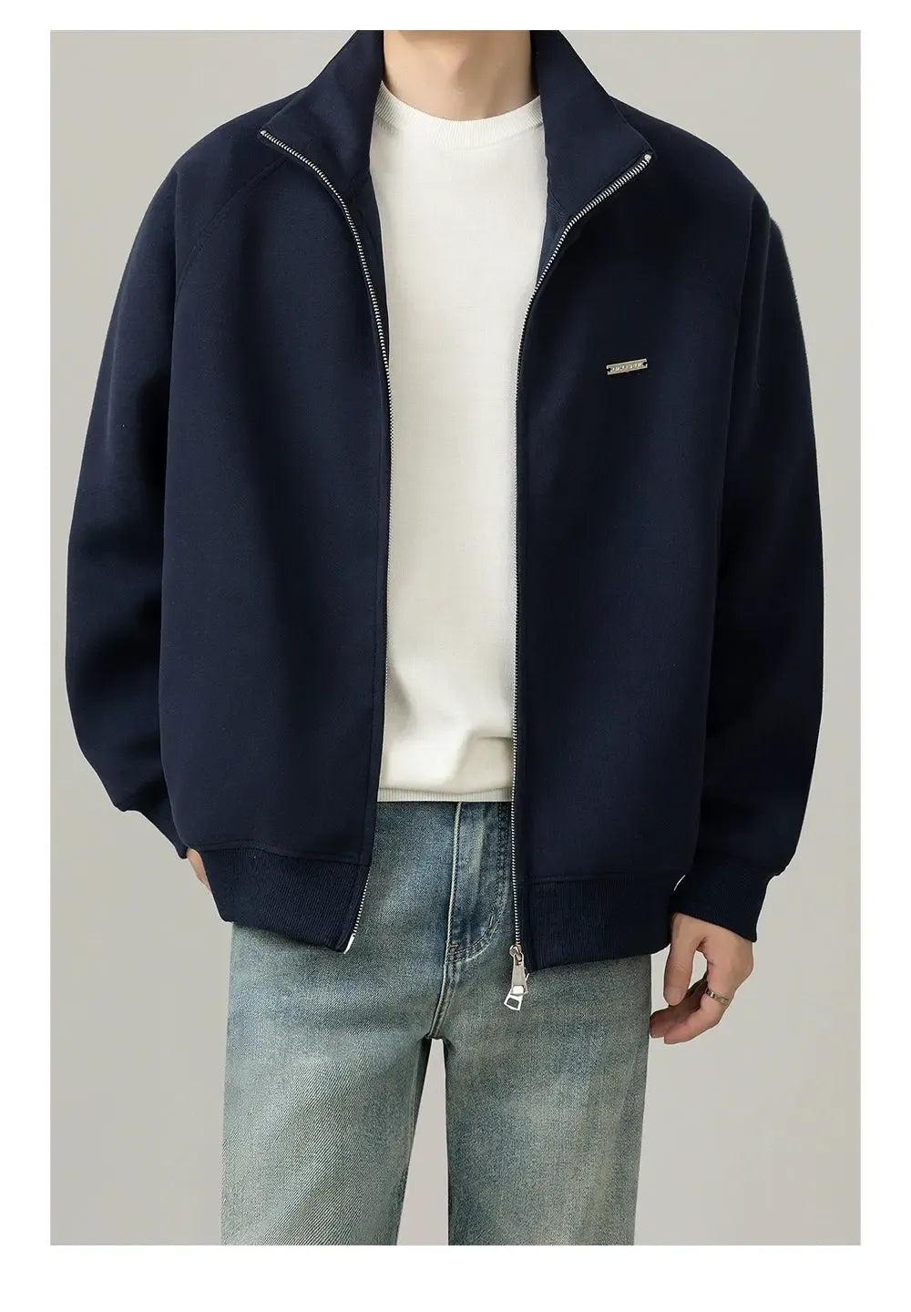 Zhou Stand Collar Dual-End Zipped Jacket-korean-fashion-Jacket-Zhou's Closet-OH Garments