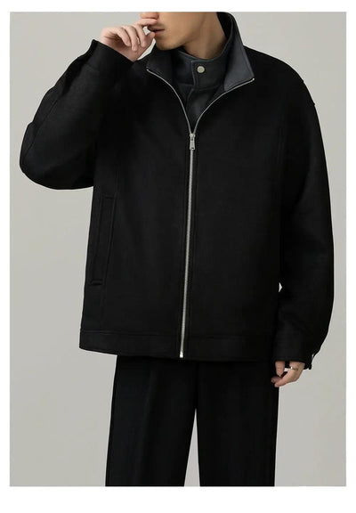 Zhou Stand Collar Layered Jacket-korean-fashion-Jacket-Zhou's Closet-OH Garments