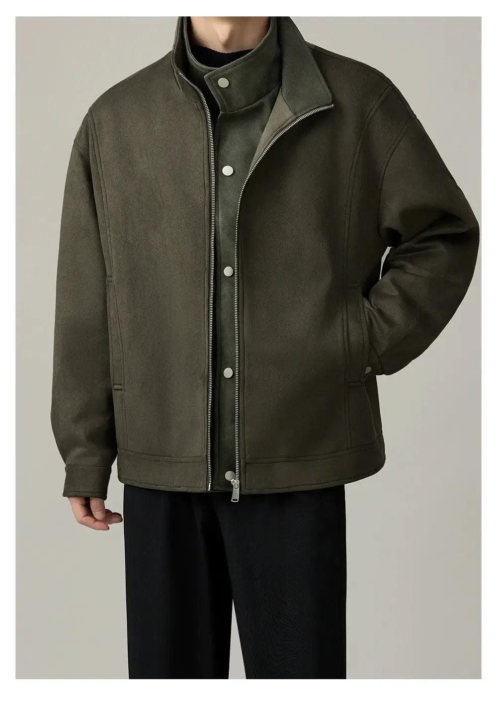 Zhou Stand Collar Layered Jacket-korean-fashion-Jacket-Zhou's Closet-OH Garments