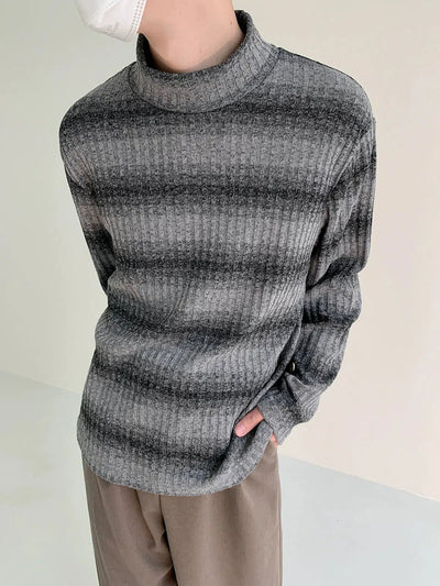 Zhou Striped Comfty Fit Mockneck-korean-fashion-Turtleneck-Zhou's Closet-OH Garments