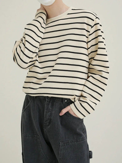 Zhou Striped Knit Long Sleeve T-Shirt-korean-fashion-T-Shirt-Zhou's Closet-OH Garments