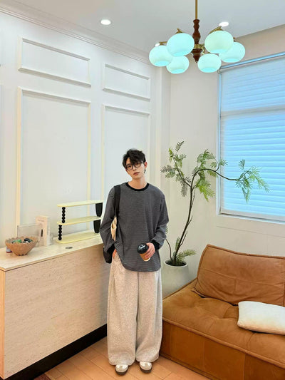 Zhou Striped Long Sleeve T-Shirt-korean-fashion-T-Shirt-Zhou's Closet-OH Garments