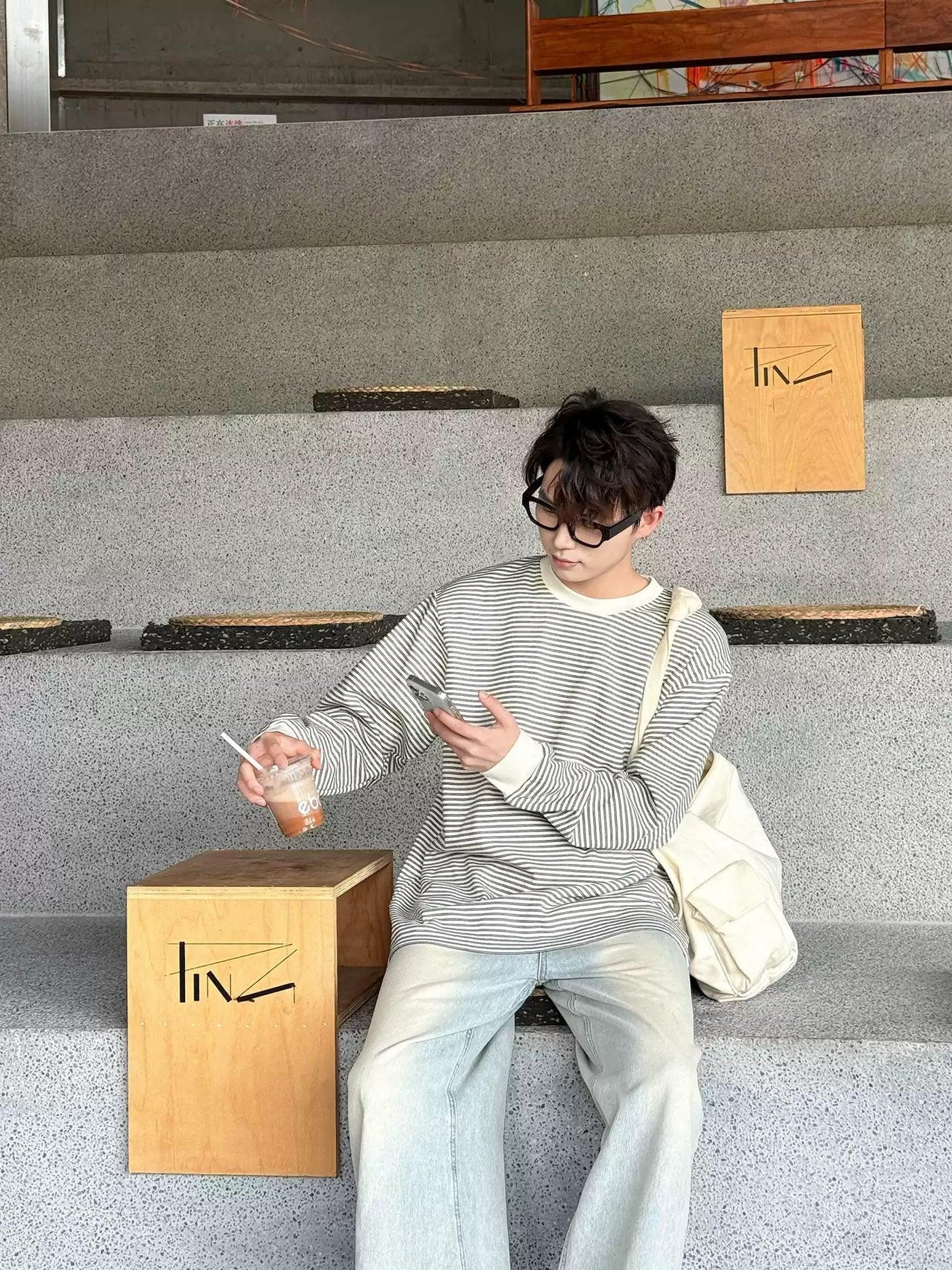 Zhou Striped Long Sleeve T-Shirt-korean-fashion-T-Shirt-Zhou's Closet-OH Garments