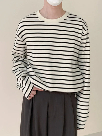 Zhou Striped Long Sleeves T-Shirt-korean-fashion-T-Shirt-Zhou's Closet-OH Garments