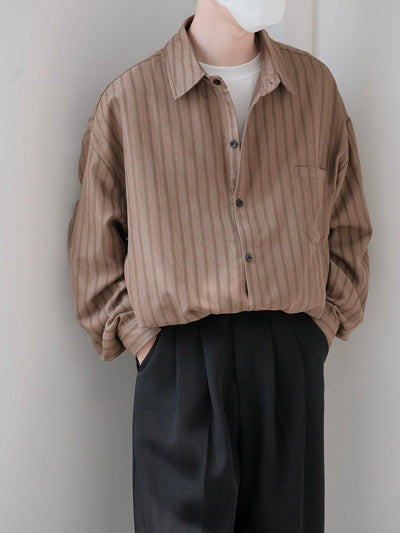 Zhou Striped Pattern Buttoned Shirt-korean-fashion-Shirt-Zhou's Closet-OH Garments