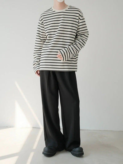 Zhou Striped Versatile Long Sleeve T-Shirt-korean-fashion-T-Shirt-Zhou's Closet-OH Garments